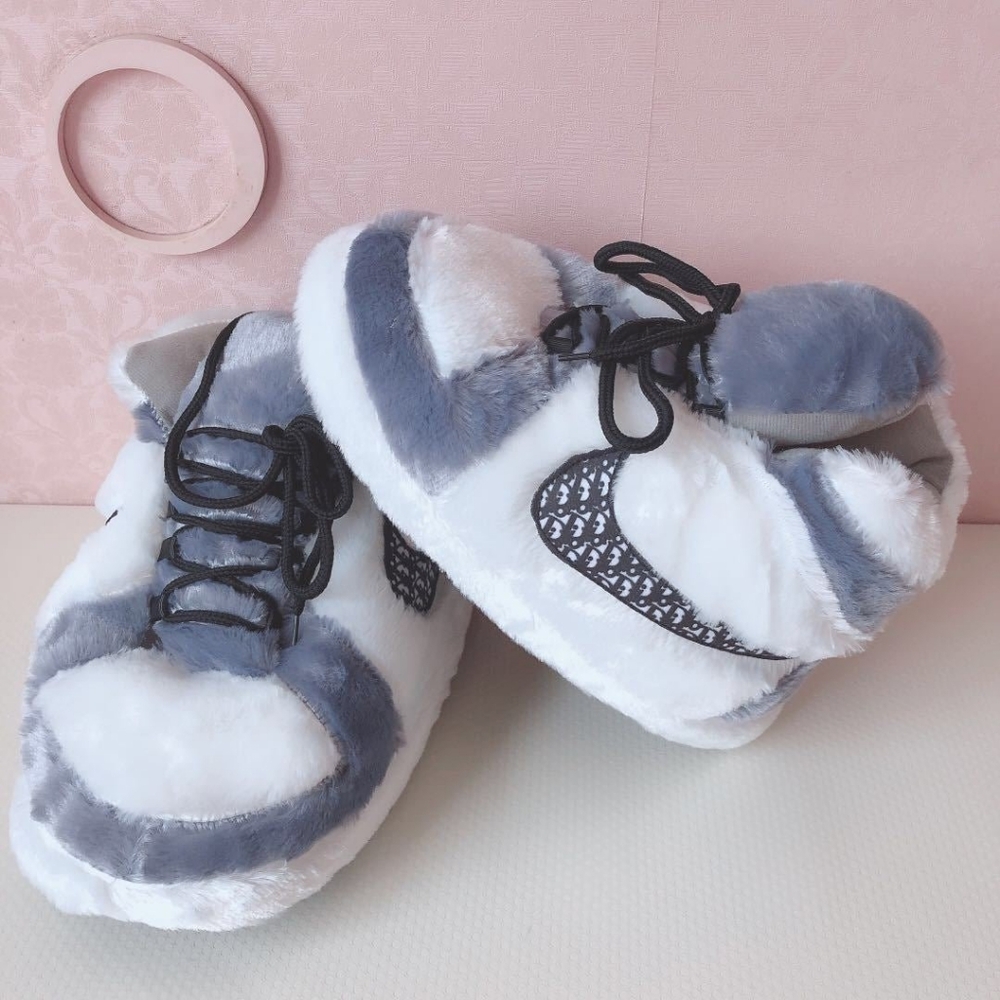 Sneaker Slippers, Gray Jordan 1 Dior Big Kids' & Adult. Fits Up To 11.5m - Picture 2 of 5